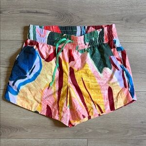 Colorful Abstract Print Women's Shorts - Multicolor